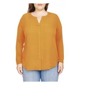 NWT DR2 women Blousr plus size 2X Mustard gold long sleeves